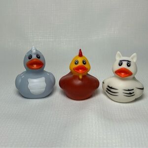 Lot of 3 Animals Theme Rubber Ducks JEEP Duckies Dashboard  Rooster Zebra Dragon